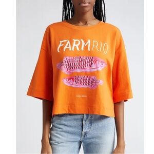 FARM Rio Orange Tee with Fish Design